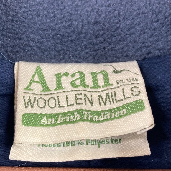 Aran Woolen Mills Sweater Vest Mens XL Blue Wool Cable Knit Cotton Lining - Picture 13 of 16